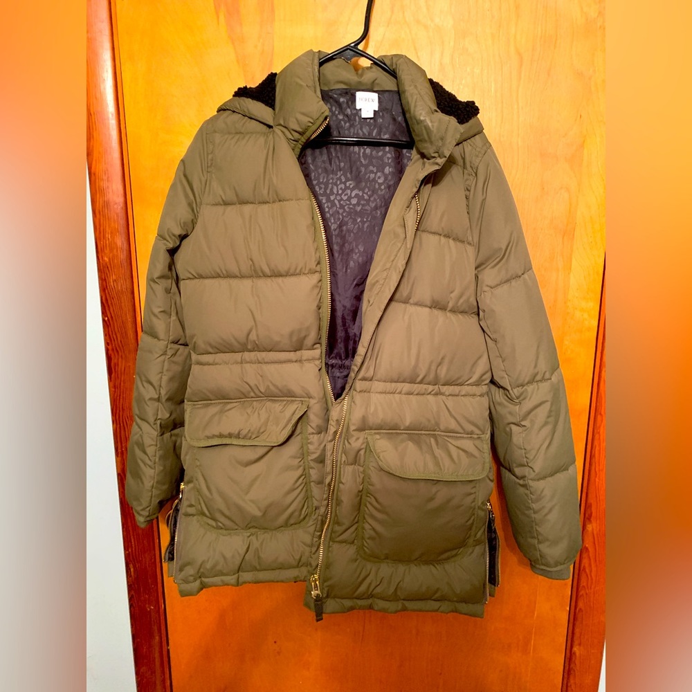 J. Crew Factory sherpa-lined puffy coat EUC